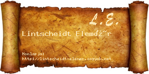 Lintscheidt Elemér névjegykártya